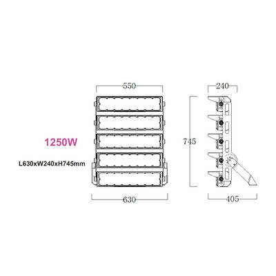 1250W LED Strahler Stadium 212.500 lm 5050 LEDs Philips Xitanium Netzteil