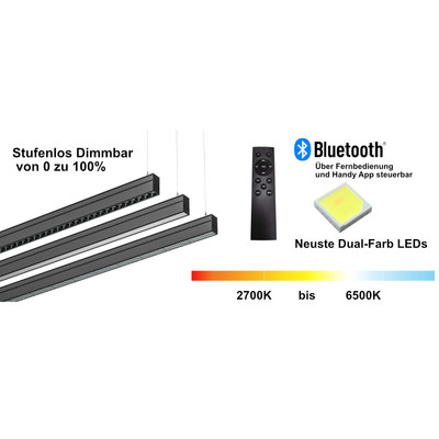 LED Pendelleuchte 40W 2.4 G Dimmbar + 2700K bis 6500K UGR<19 schwarz