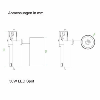 LED Schienenstrahler Spot wei 30W Phillips LED & Netzteil 3000K