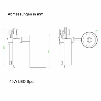 LED Schienenstrahler Spot wei 40W Phillips LED & Netzteil 3000K